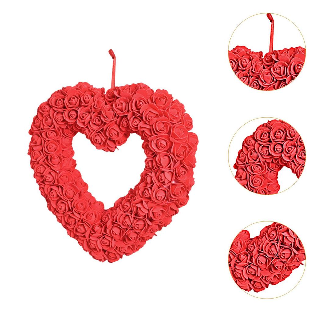 Valentines Day Wreath Heart Wall Decoration Fashion Valentine Wreath Door Wreath for Wedding Holiday Party Patio Living Room