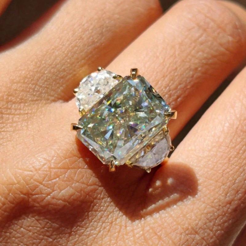 Classic Sparkling Ring with Princess Square Zirconia Engagement Proposal Anniversary Birthday Gift Jewelry Women's Preferred