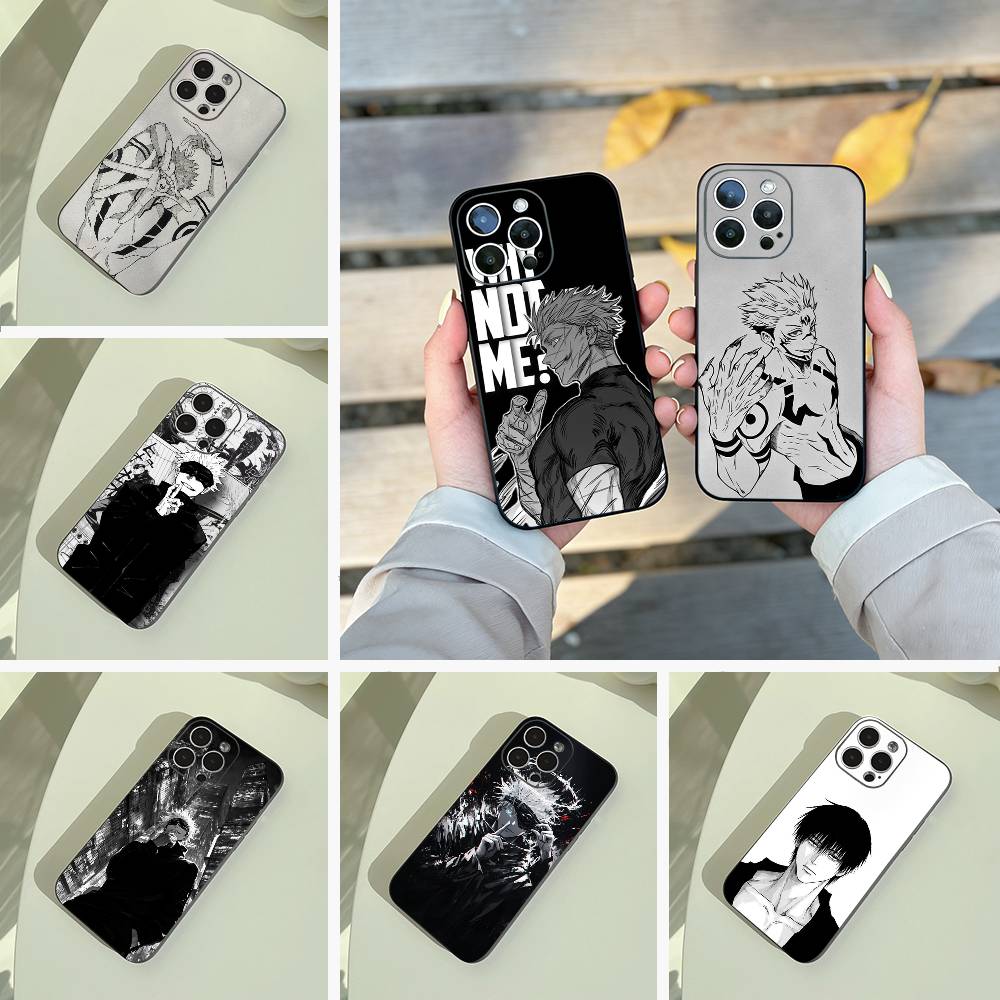 Popular-Anime--Jujutsu -Kaisen Phone Case For iPhone 17,16,15,14,13,12,11 Pro Max, Lightweight and Practical Soft Black Cover