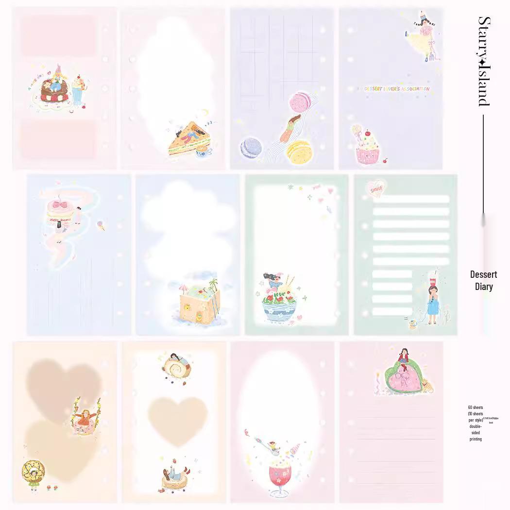 Starry Dream Dessert Diary M5 Pre-punched Cute Japanese/Korean Style Loose-leaf Planner Pages