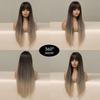 ALAN EATON L Long Straight Wigs Ombre Brown Synthetic Wigs for Women Natural Wigs with Bangs Cosplay Heat Resistant Hair