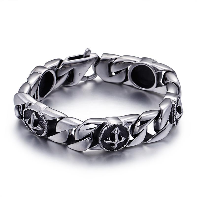 Religious Cross Bracelet for Man Retro Stainless Steel Men's Bracelets & Bangles Jewelry Mannen Armbanden Gentlemen Party Gifts