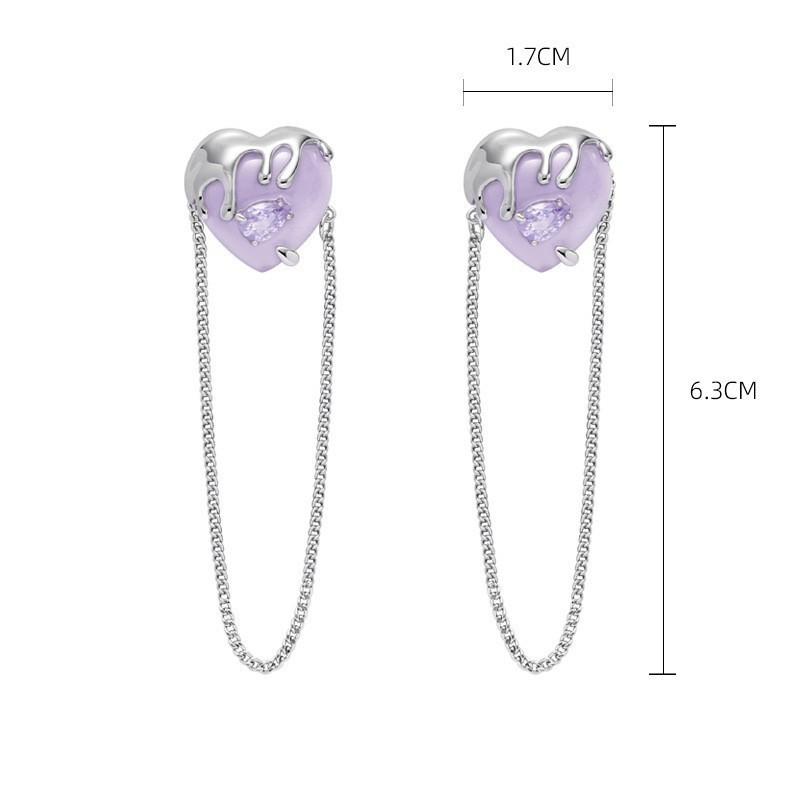 Original lavender love earrings simple and sweet college style 925 silver needle stud earrings wholesale