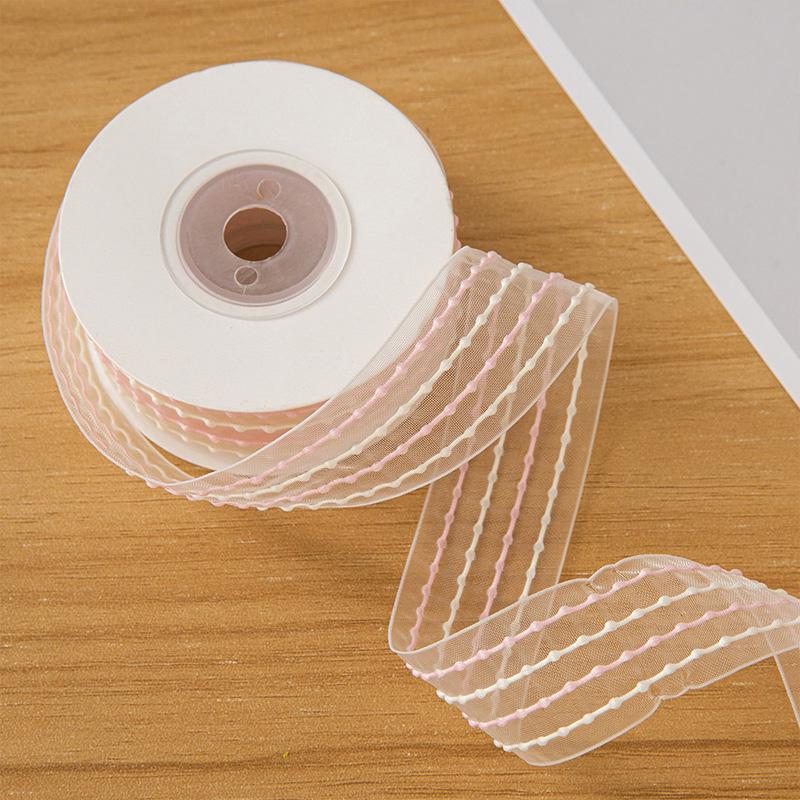 10yards/Roll Bow Ribbon Transparent Rainbow Color DIY Silk Ribbon 9 Meters Bouquet Gift Packaging 2.5cm Bubble