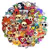 46PCS Cartoon Cute Skeleton Graffiti Sticker Luggage Pen Guitar Notebook Characters Guitar Waterproof Halloween Sticker Hot Item