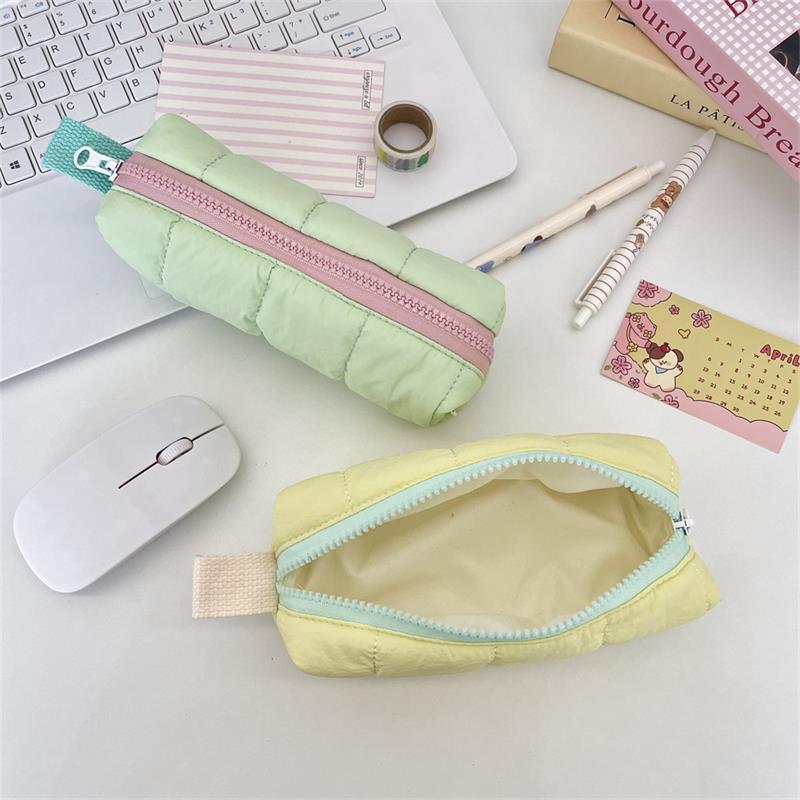 Cute Cotton-Filled Pencil Case Pen Bag Large-Capacity Student Stationery Storage Bag Portable  Girly Cosmetic Bag Gifts