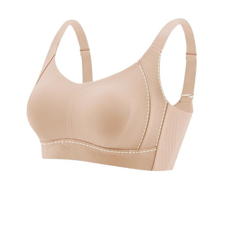 Underwear women's big breasts show small breasts, anti-sagging full cup thin bra cover, chest adjustment type, large size without traces