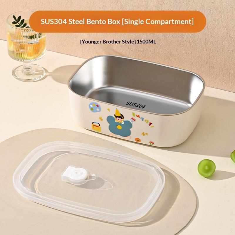 1Pcs Cartoon Pattern Heat Preservation Lunch Box Microwaveable Stainless Steel Partitioned Lunch Box For Student Office Use