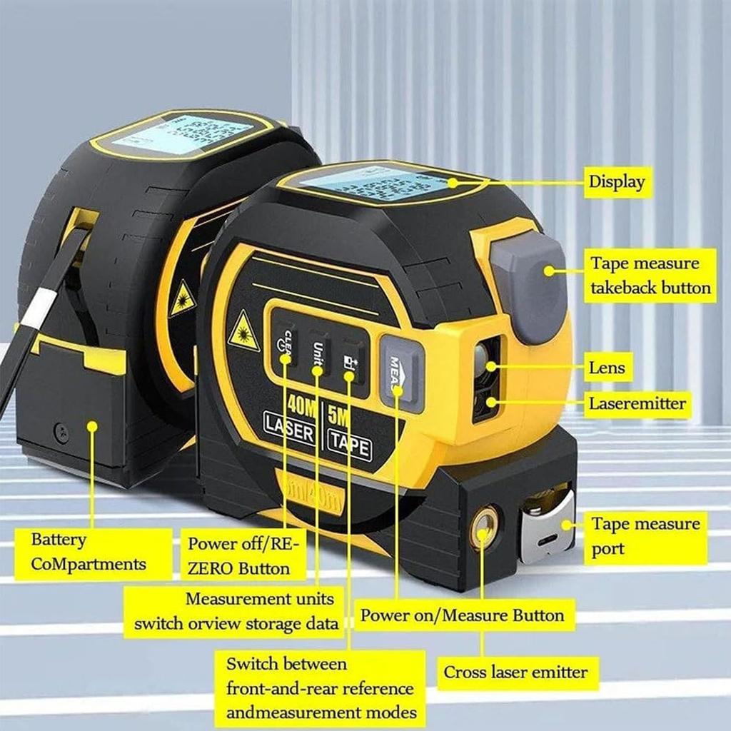 Laser Tape Measure Handheld Electronic Digital Tape Measure Data Storage Self Locking Easy To Operate for Accurate Measuring