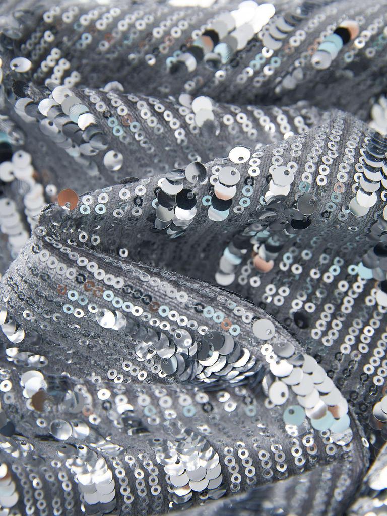 Dazzling Silver Sequin High-Waist Midi Skirt for Women - Autumn Fashion