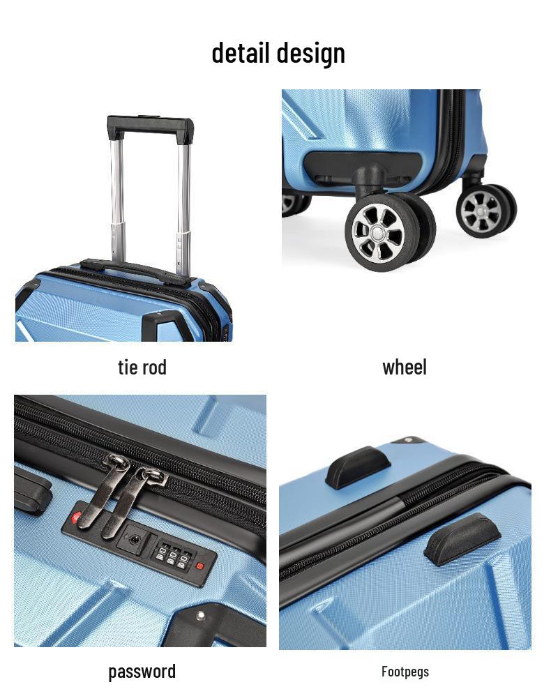 Large Capacity Lightweight Suitcase with Combination Lock & Silent Wheels, ABS+PC Material, All-Aluminum Drawbar for Simple Travel