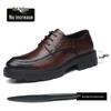 Men's Casual Leather Shoes with 10CM Height Boost, Thick Soles, and Textured Finish.