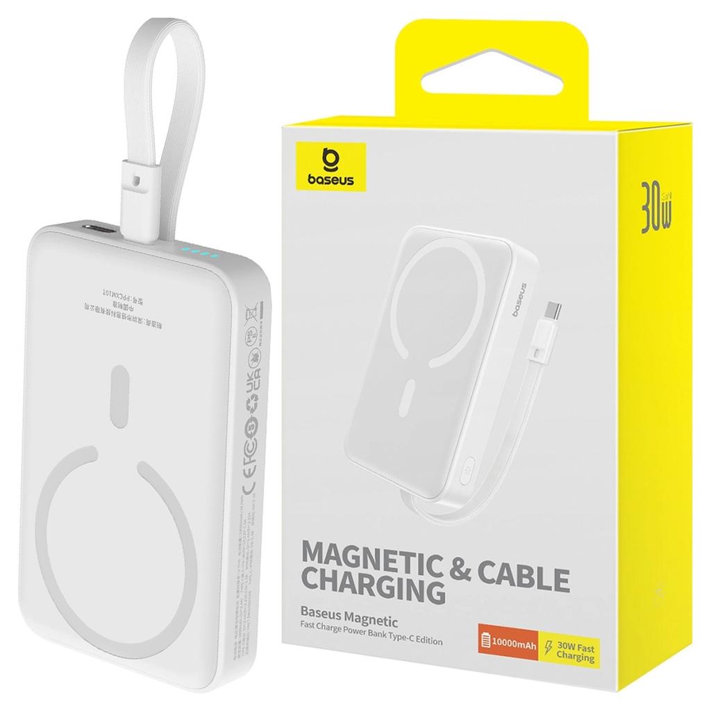 Powerbank Magnetyczny Baseus Magnetic Mini 10000Mah, Usb-C 30W Magsafe (Biały)