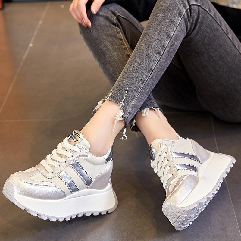 Nowe oddychające buty typu "dad shoes" z ukrytym podwyższeniem, platforma, siateczka, małe buty sportowo-rekreacyjne