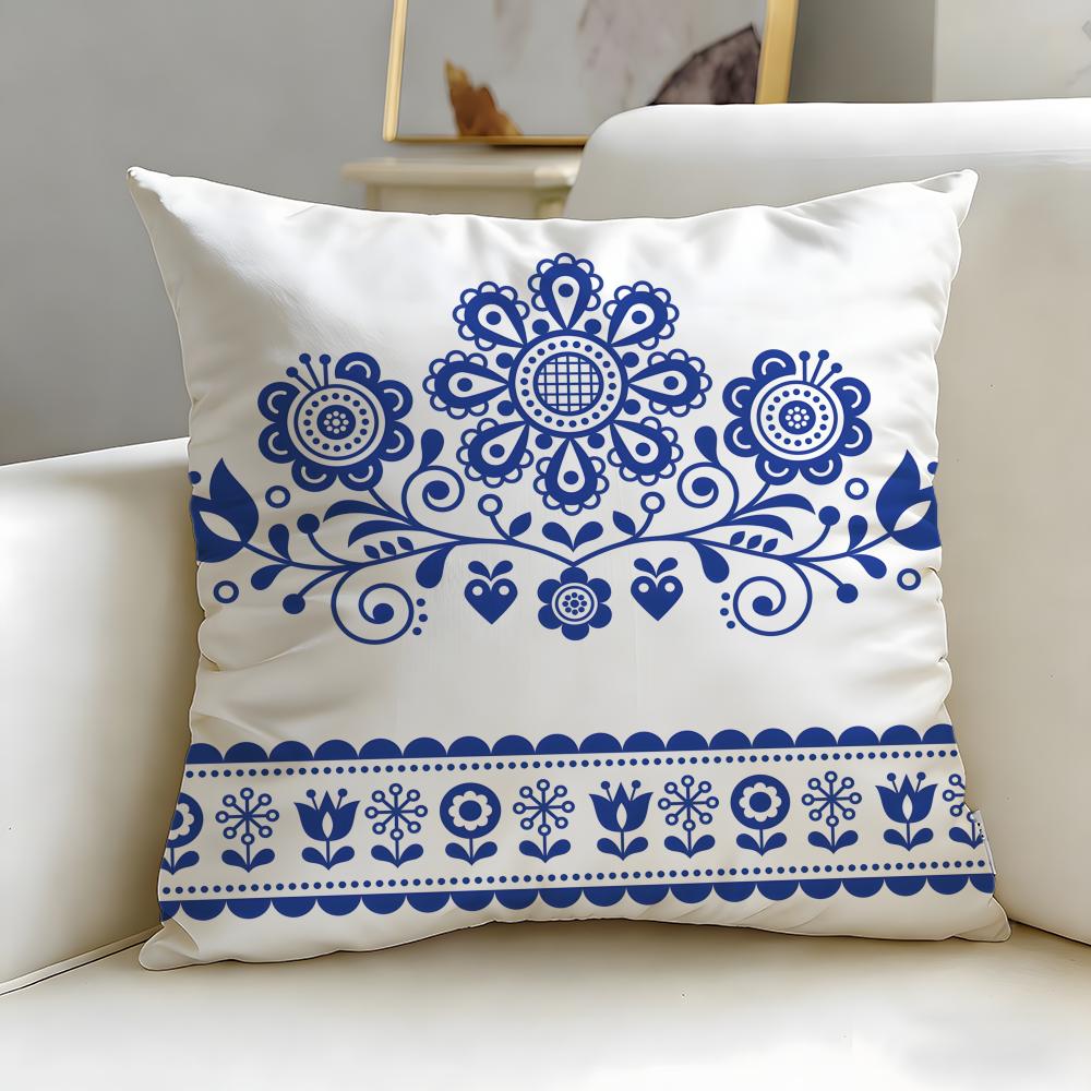 Scandinavian Floral Cushion Cover Soft  EasyWash Pillow Case  Versatile for Couch Bed Travel and Office