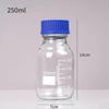 Blue Cap GL45 Threaded Glass Reagent Bottle - Transparent, Brown, Round with Scale, Sealed Sampling Lab Bottle