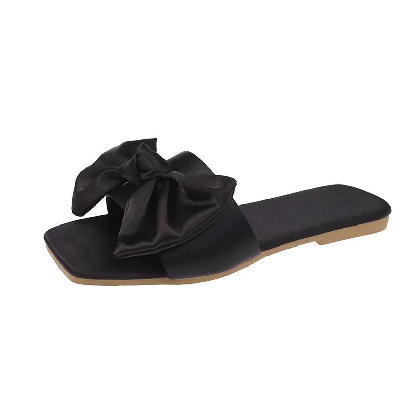 Moda Basso Tacco Estive Moderne Pantofole da Esterno Piatte con 2024 Scarpe da Donna di Alta Qualità da Infilare Monocolore Nodo a Farfalla Pantofole da Donna