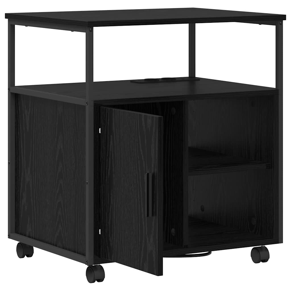 Cabinet with Charging Station Black Oak Effect 61 x 46 x 67 cm