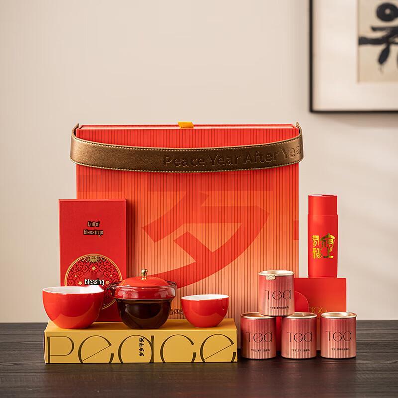 Peaceful Prosperity Chinese Porcelain Tea Gift Set