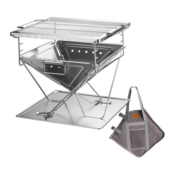 Camping Moon (CAMPING MOON) Bonfire stand Bonfire grill Folding 3-level adjustment Kamado Smart Grill L For 4 people Canvas case MT-045