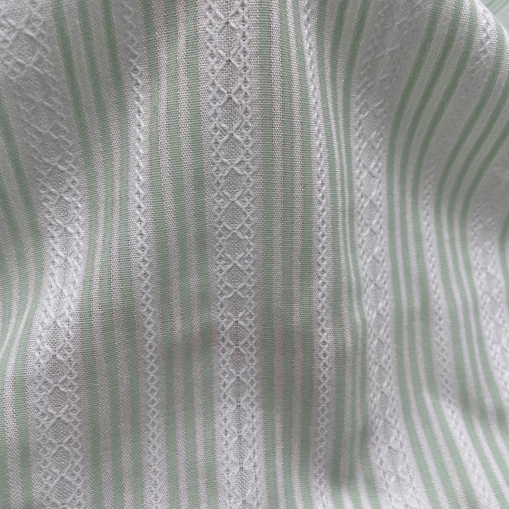 Green Stripe Jacquard Fabric - Polyester Cotton Blend for Women's Dresses & Shirts