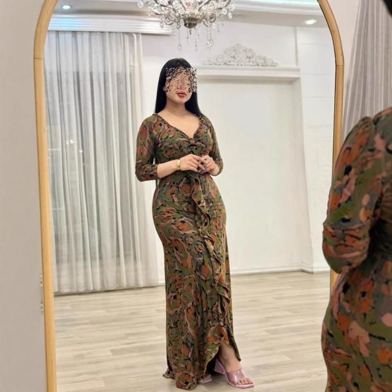 Women s Chiffon Floral Print Sexy Dress S