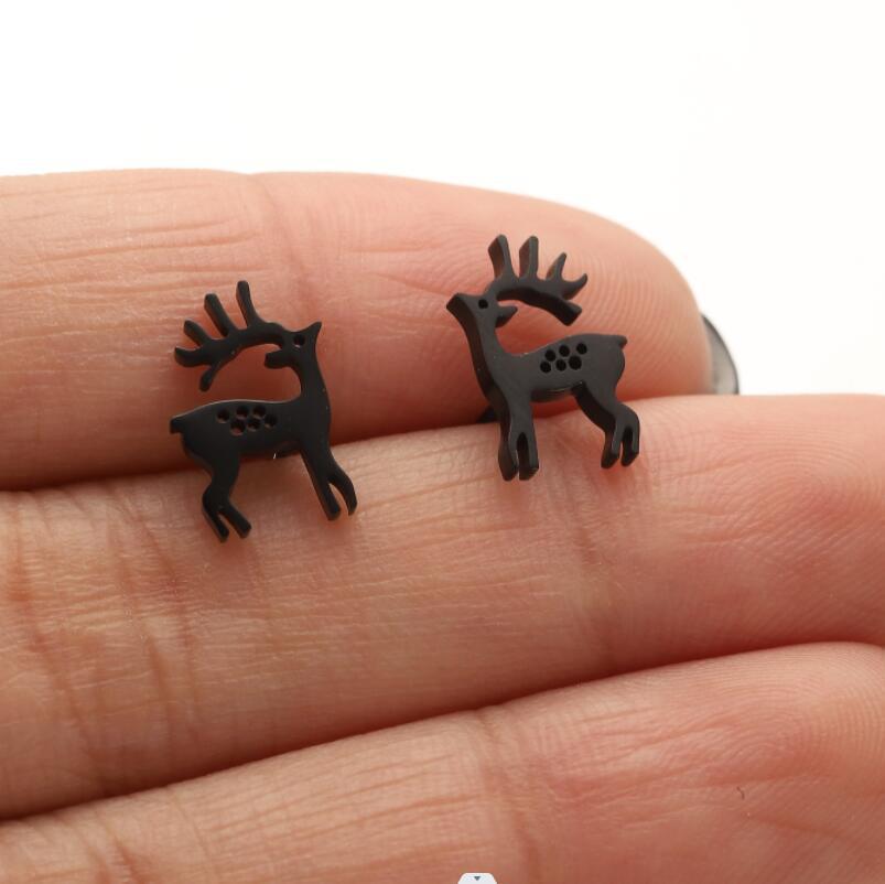 Mini Stainless Steel Cartoon Animal Earrings - Kitten, Deer, Snake, Bee Designs