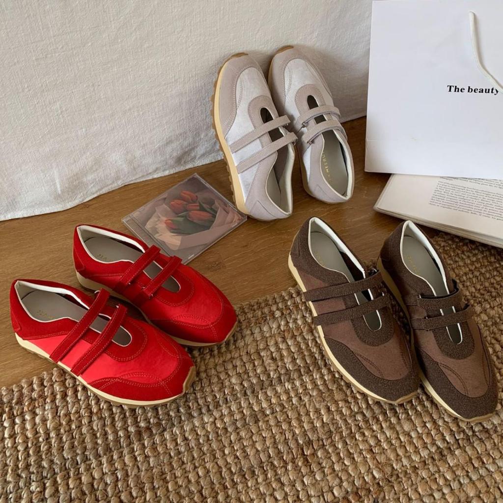 New Women's 2025 Genuine Leather Velcro Trainers: Thick Sole, Breathable, Versatile, In-Stock Casual Shoes