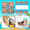 One Piece Narozeninové Párty Potřeby, 117ks One Piece Párty Dekorace a Nádobí - One Piece Banner Vírky atd One Piece Narozeninové Dekorace pro Děti