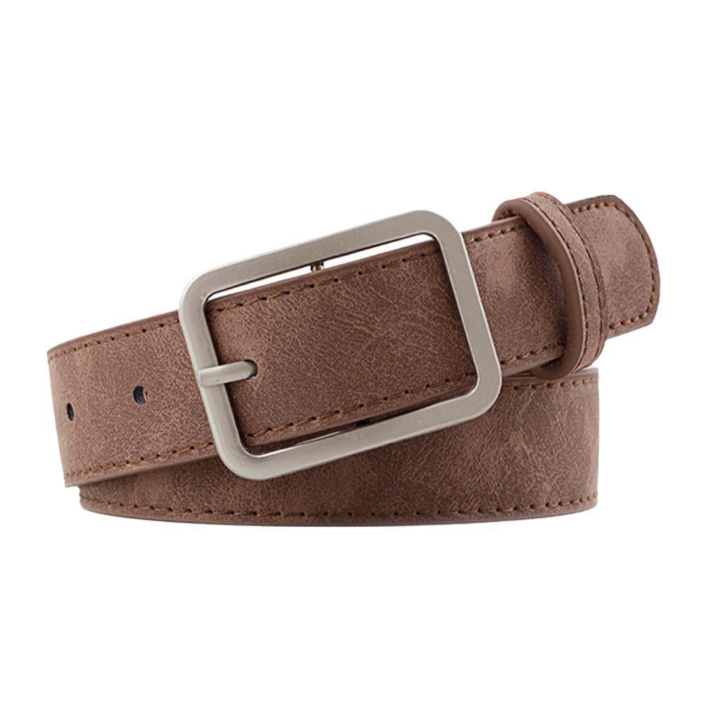 Men Women Belt Fashion Synthetic Leather Vintage Belt Button Versatile Square And Simple Belt P B1X4