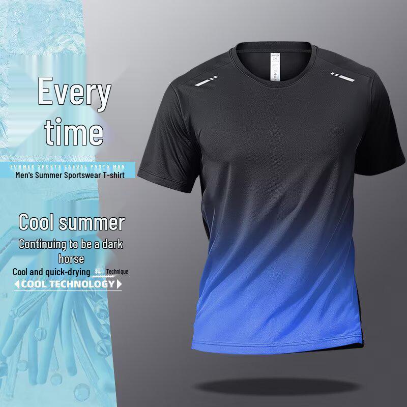 

Мужская спортивная футболка из сетки с быстрой сушкой - Ледяной шелк, короткий рукав для бега, фитнеса, бадминтона, баскетбола, для лета 5XL синий