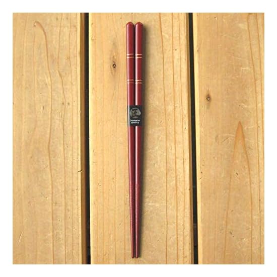 Nagao Chopsticks and Chopsticks Case Set, 23cm, Gold Double-Line Design, Vermilion, Wood, Made In Ja