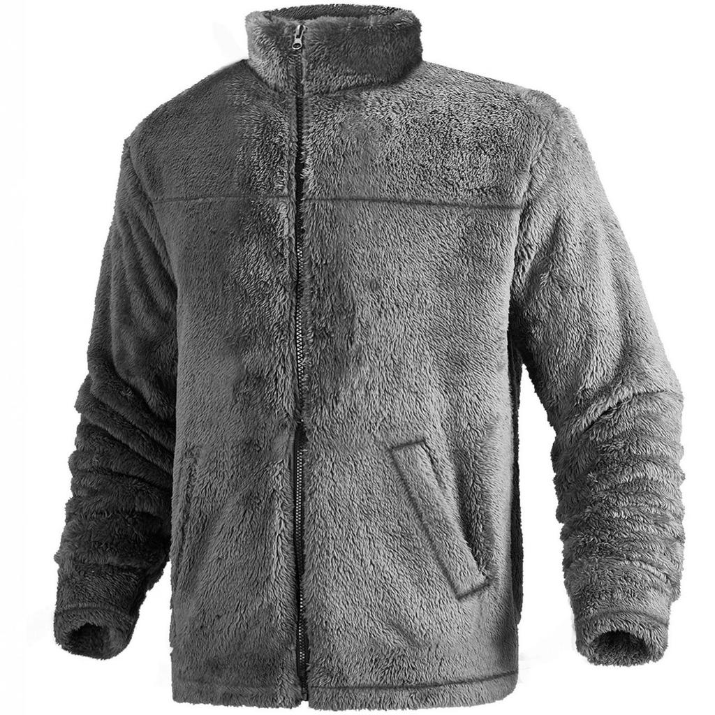 European Casual Sports Zipper Soft Fleece Stand Collar Jacket