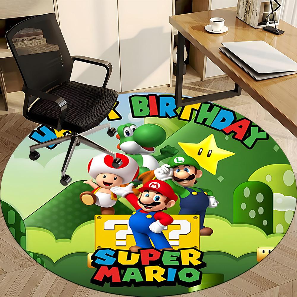 1pc Mario Party Office Round Area Rug, Bedroom Living Room Home Decor, Room Deco, Offic a1016211