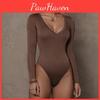 Basic T Shirt For Women With V Neck Long Sleeve Spliced Slim Fit For Urban Office Wear