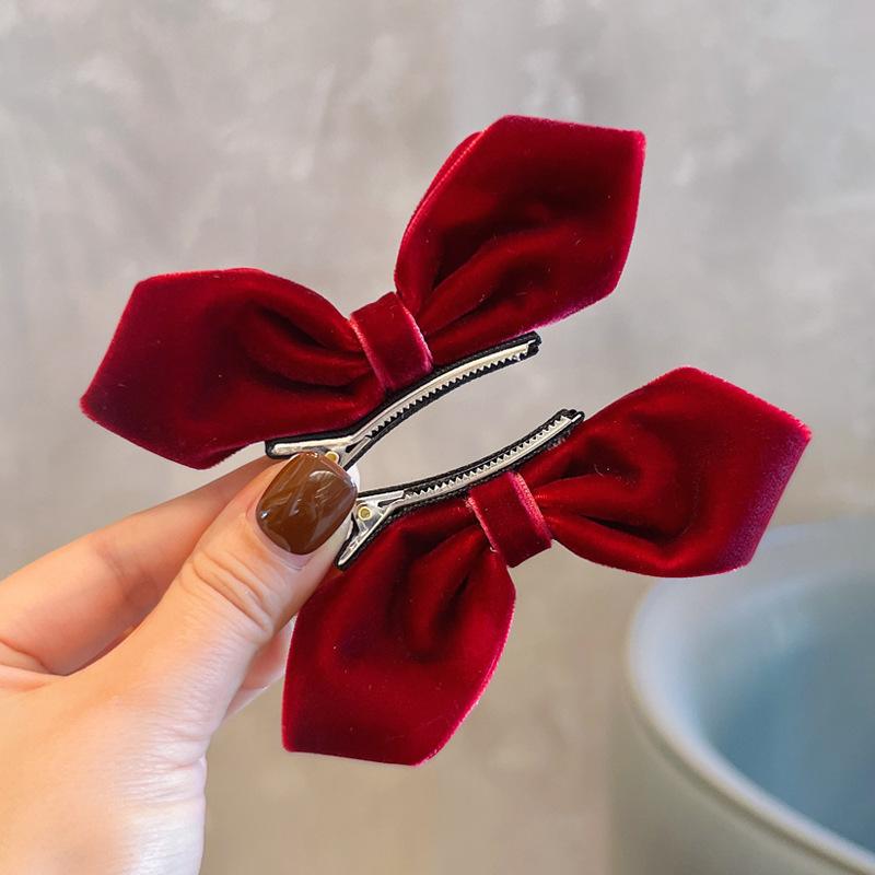 2pcs/set Double-Sided Bow Hair Clips with 3D Bunny Ears Baby Girl Duckbill Clips Cute Hairpins for Toddlers Hair Accessories