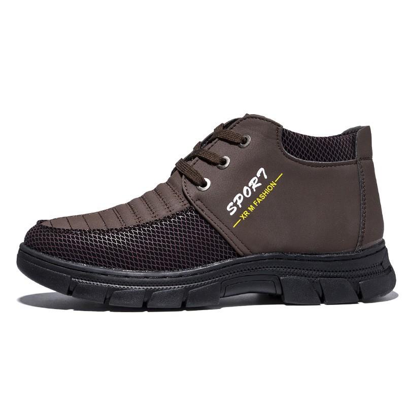 Cloth shoes men s cotton shoes piled thickened warm high-top shoes medium flat-bottomed non-slip soft-soled shoes 44