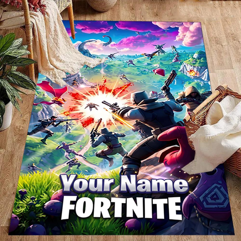 Fortnite Customized Name Floor Rug Office Rug Design for Living Rooms Foyer Dining Room Hallway Anti-slip Rug Anime Office Decor