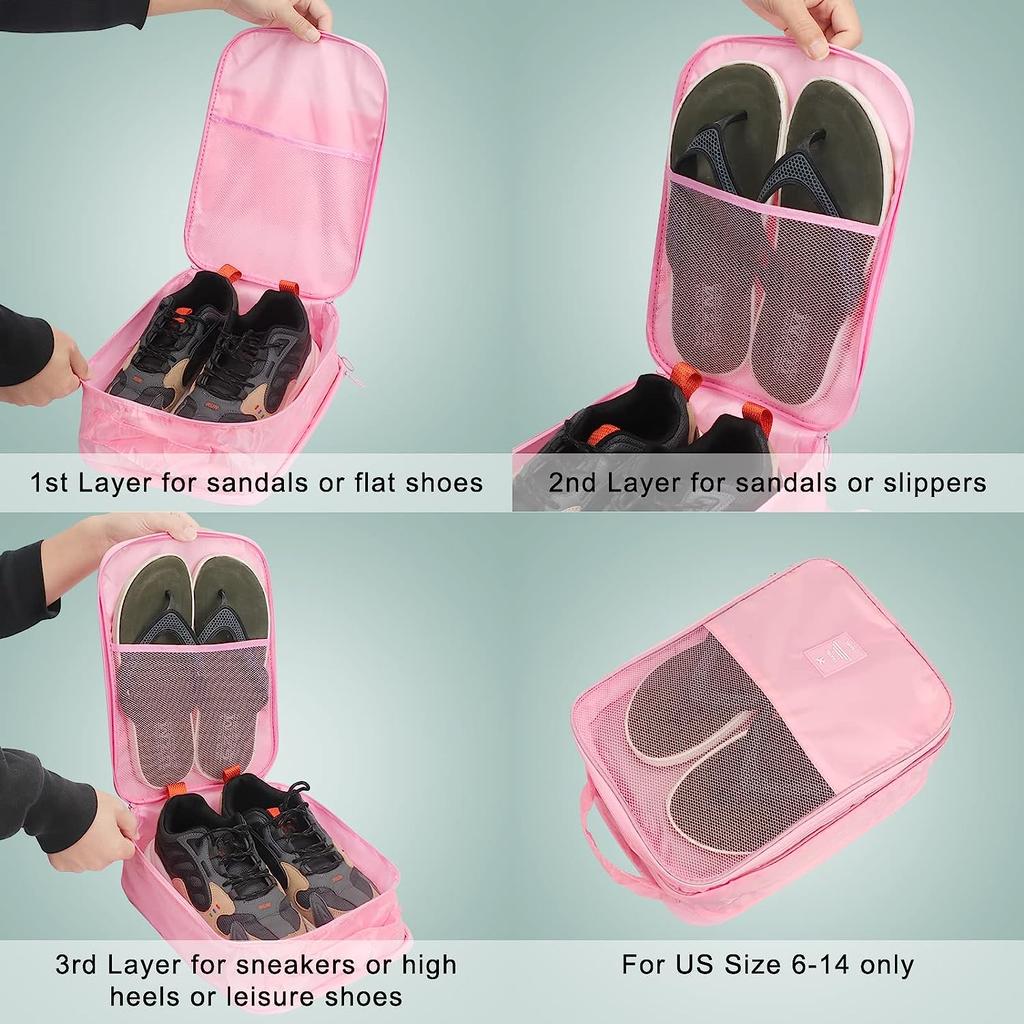 Shoes Storage Bag 3 Layers Shoes Packaging Bag Large Capacity Shoes Travel Organizer Oxford Cloth Shoe Storage Pouch With Pocket