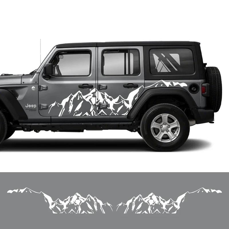 Car Side Stickers for Jeep Wrangler JK JL TJ YJ Mounta Model Automobile Door Vinyl Film Trim Decals Auto External Accessories