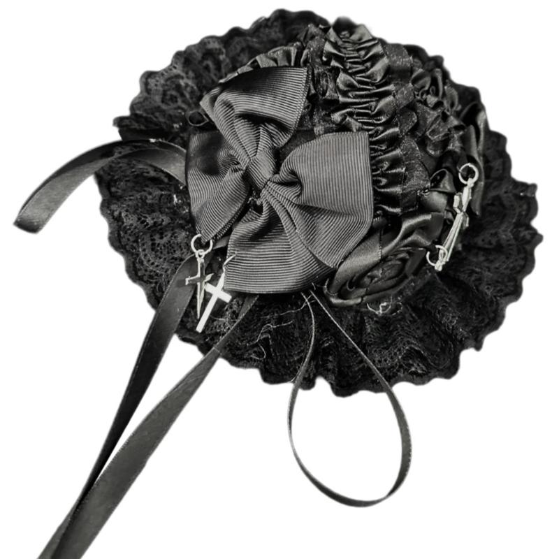 

Small Hat Ribbon Lace Barrettes for Women Flapper Fascinator Accessories for Cosplay Elegant Crosses Rose Cosplay