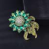 Fashion Fashion Hot Sale Heavy Industry Full Diamond Sunflower Brooch Stylish Unique Crystal Glass Florals Clothing Pin for Women