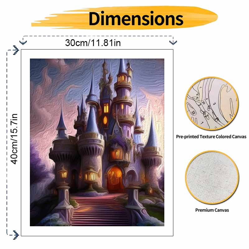 Disney oil painting fantasy castle landscape art handmade diy painting home decoration gift