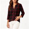 Women's Cotton Linen Shirt with Printed Pattern, Three-Quarter Sleeve Casual Blouse for Everyday Wear
