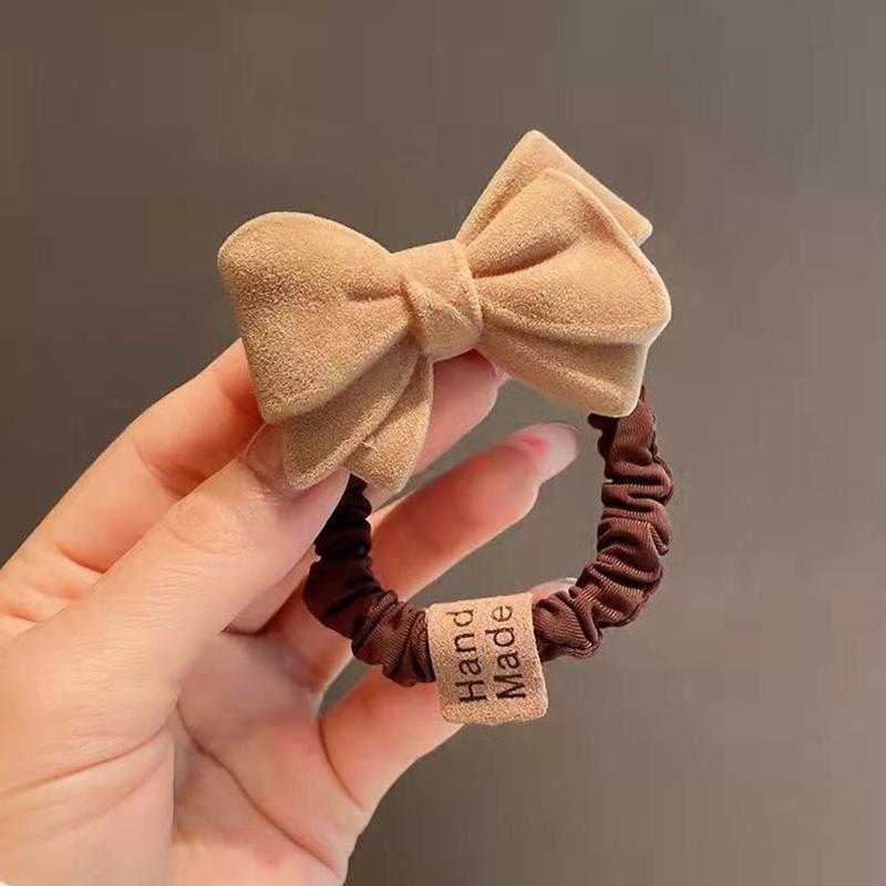 Gumki do włosów kokarda serce jednolity kolor khaki kawa pluszowe gumki do włosów kobiety dziewczynki wysoka elastyczność gumka do kucyka scrunchies