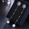 Emmaya Fashion Snowflake Design Women White Pearl Charm Earrings With Cubic Zirconia For Women Gift Wedding Party