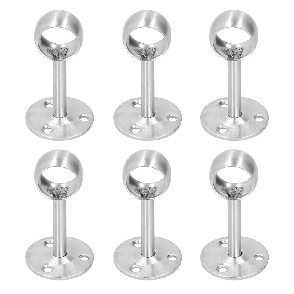 6Pcs Flanged Socket Stainless Steel Curtain Rod Brackets Wardrobe Pole Holder Hardware Fitting(22 AllPass )