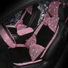 Sparkling Pink Rhinestone Car Seat Cushions - Glittery Diamond-Studded Fabric, Lightweight & Stylish Interior Accessory for Women, Oval Shape