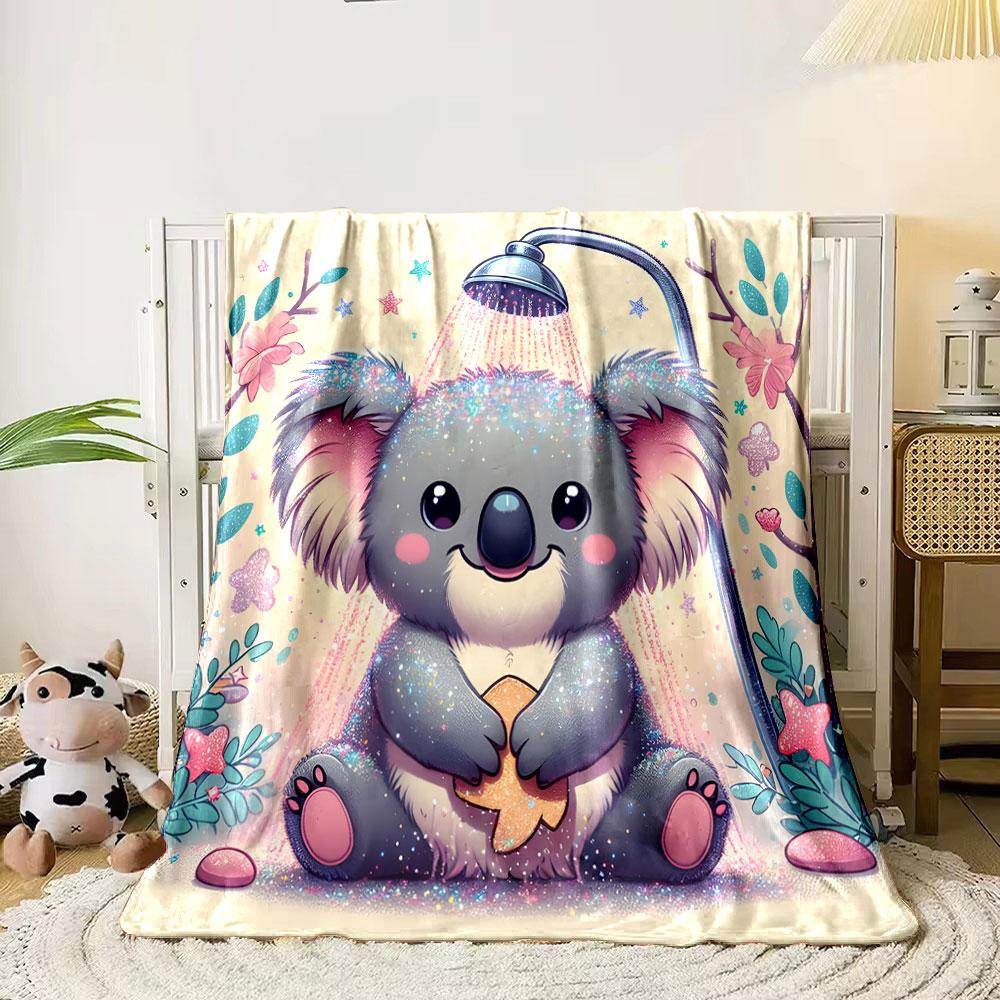 Funkelndes Koala-Duschzeit-Print-Decke weich und gemütlich perfekt für das Wohnzimmer Bett Sofa oder ein Nickerchen,Geschenk