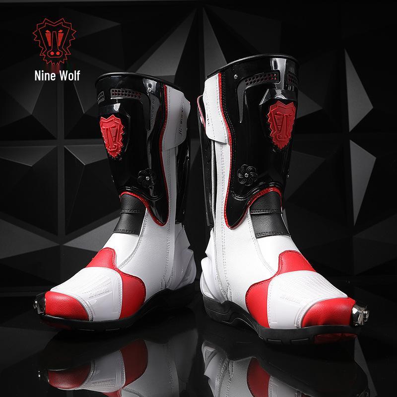 Unisex High-Top Off-Road Motorcycle Riding Boots with Rotary Buckle